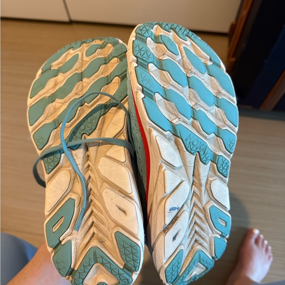 HOKA Women's Clifton 8 Running Shoes - Teal and Red - Picture 6 of 16